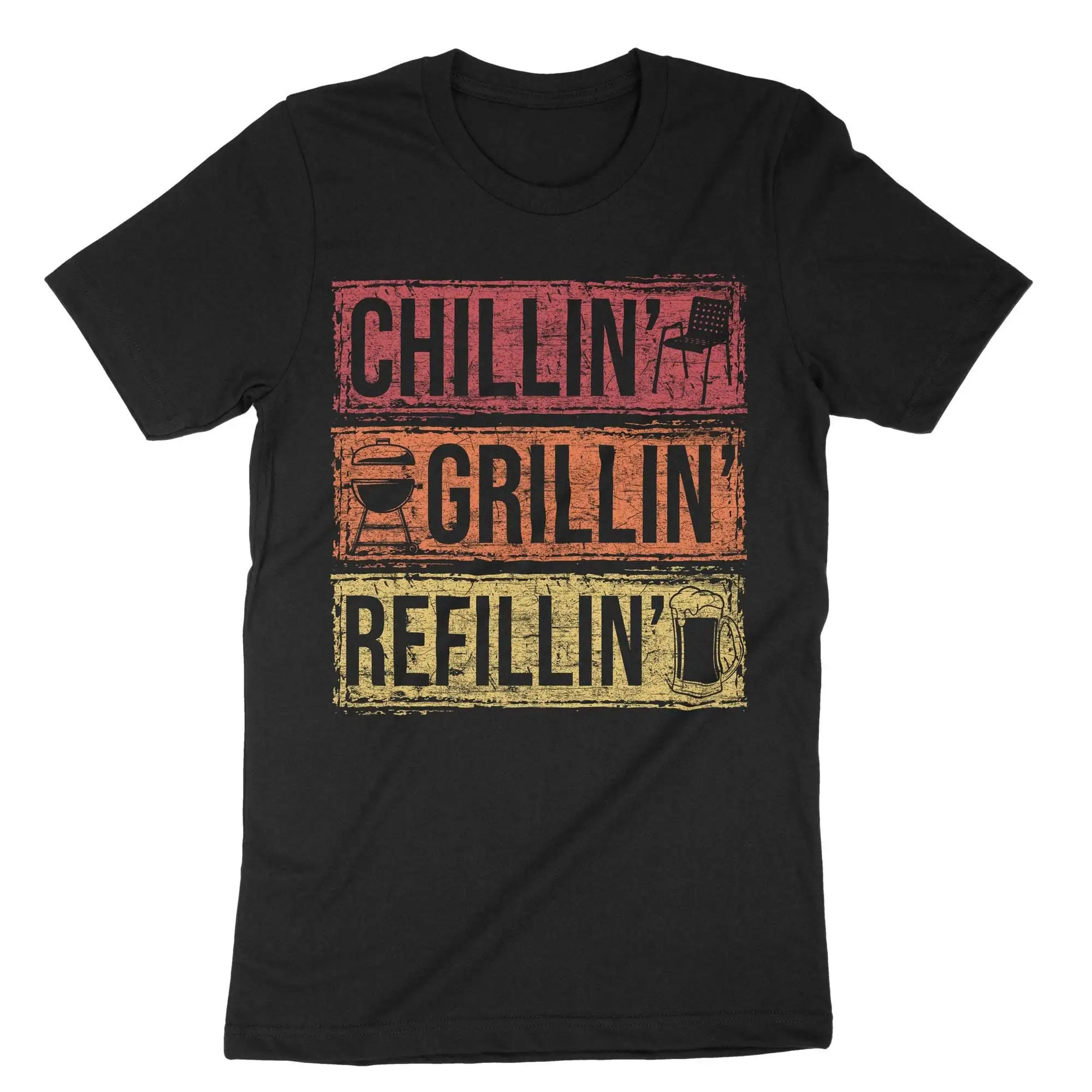 Chillin Grillin Refillin Grilling T Shirt BBQ Dad Barbeque Lover Beer Drinking