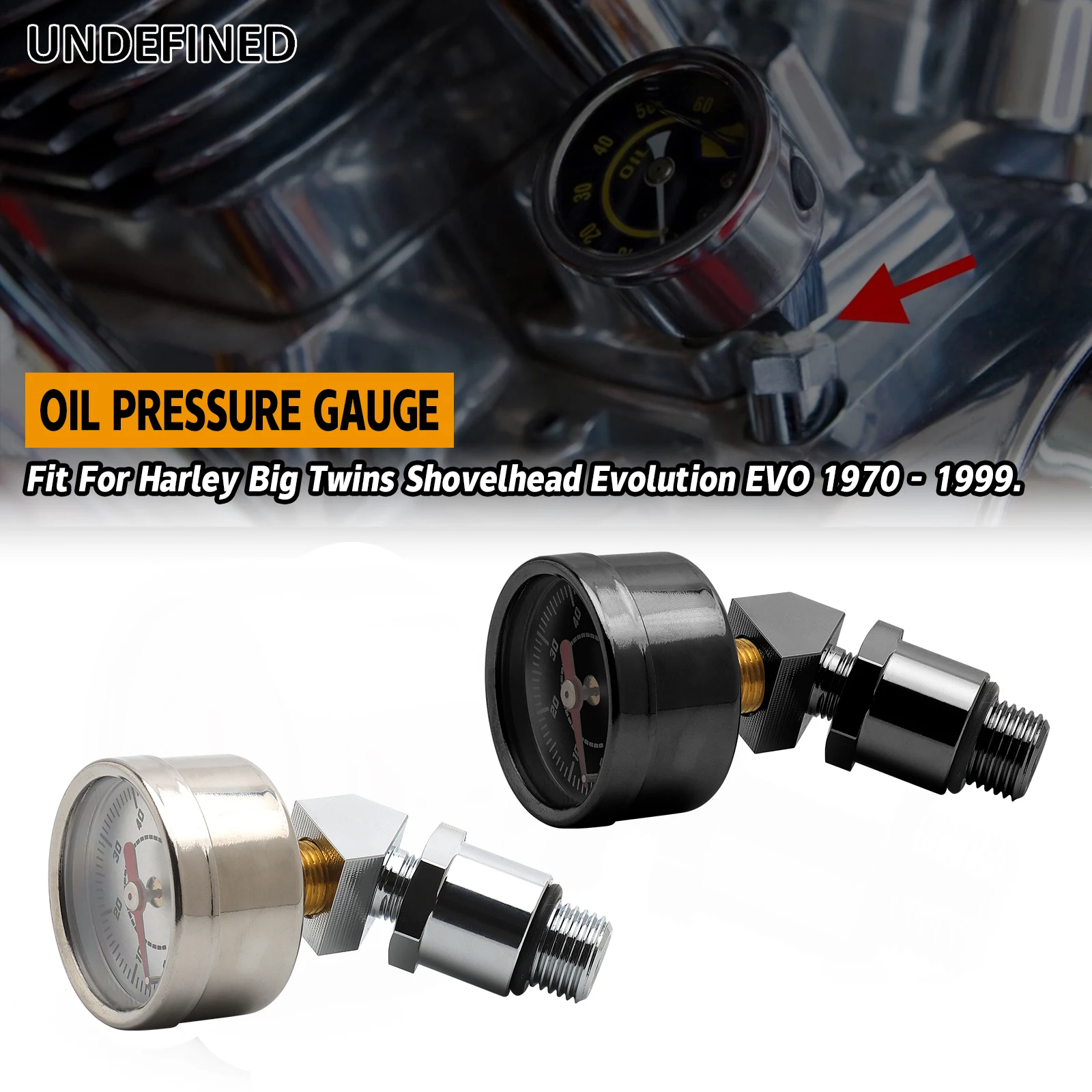 0-60psi Oil Pressure Gauge And Connector Motorcycle Accessories Fit For Harley Portster Dyna Softail Touring Big Twins