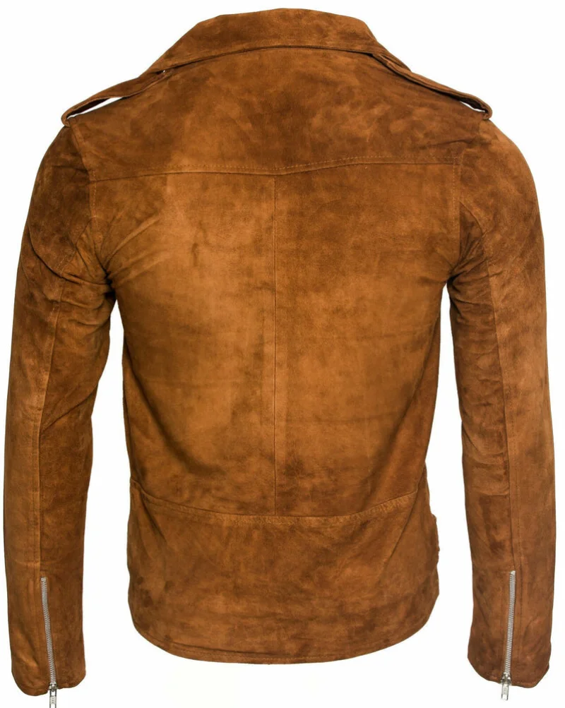 Jaqueta de couro masculina marrom vintage camurça jaqueta de couro fino ajuste biker genuíno casaco de couro fahion outwear