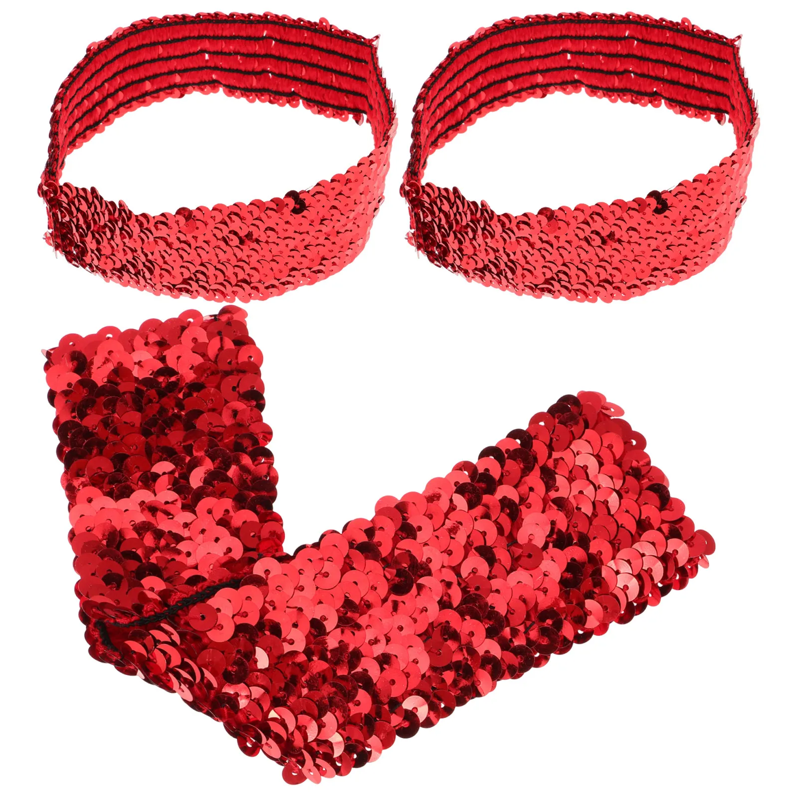 Elastic Sequin Sports Headbands 3 Pack Non Slip Glitter Hair Bands for Yoga Running Gym Workout Women