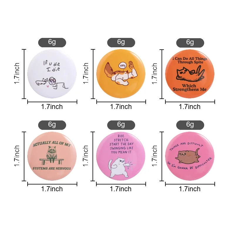 I Can Do All Things Through Spite Cat Button Pin Dark Humor Style with Sarcastic Quote for Cat Lovers and Students Casual Outfit