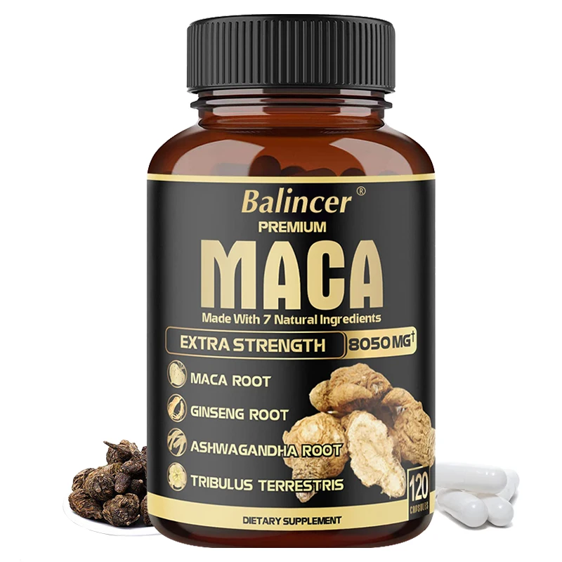 

Капсулы из корня маки 7 в 1 — с Эшваванайдом, женьшенем, шианитом и черным перцем, натуральной энергетической добавкой, сборками мышц и настроением