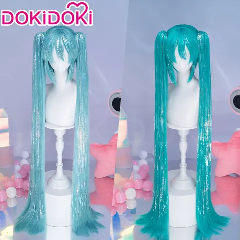 Парик MIKUU для косплея DokiDoki сине-зеленый 100 см