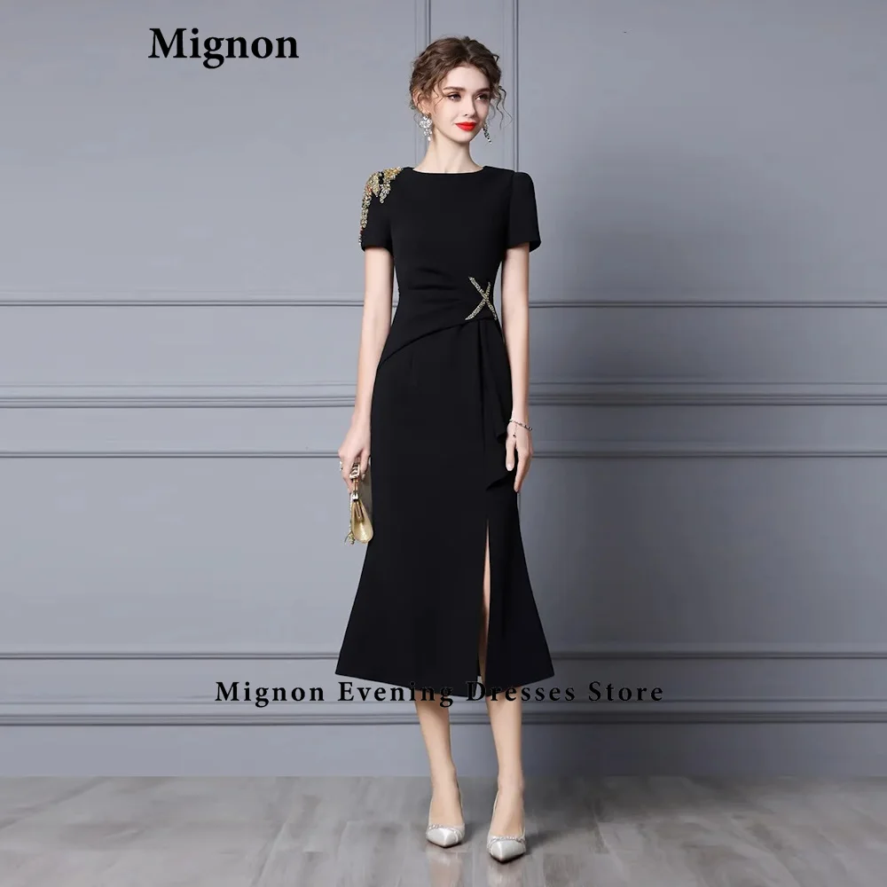 Mignon-Vestido feminino crepe linha A com cintura e ombro plissado, vestido de cocktail sexy, vestidos de festa elegantes, 2024