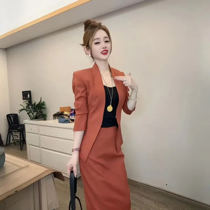Neue Hohe Qualität Mode Herbst frauen Anzug Schlank Langarm Jacke + Elegante Rock Einfarbig Büro Dame Zwei stück Set