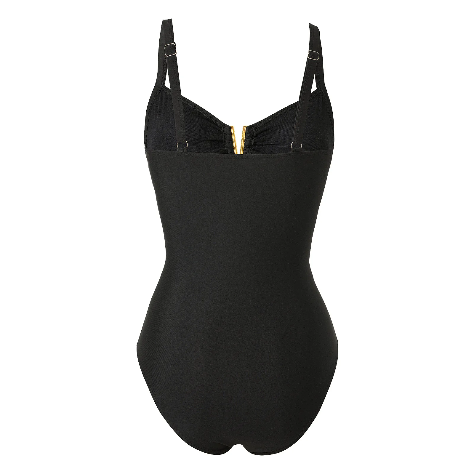 2026 New One-Piece Swimsuit Women Solid Bathing Suit with Removable Bra Pads Push Up Tummy Control Swimwear for Women Black Suit