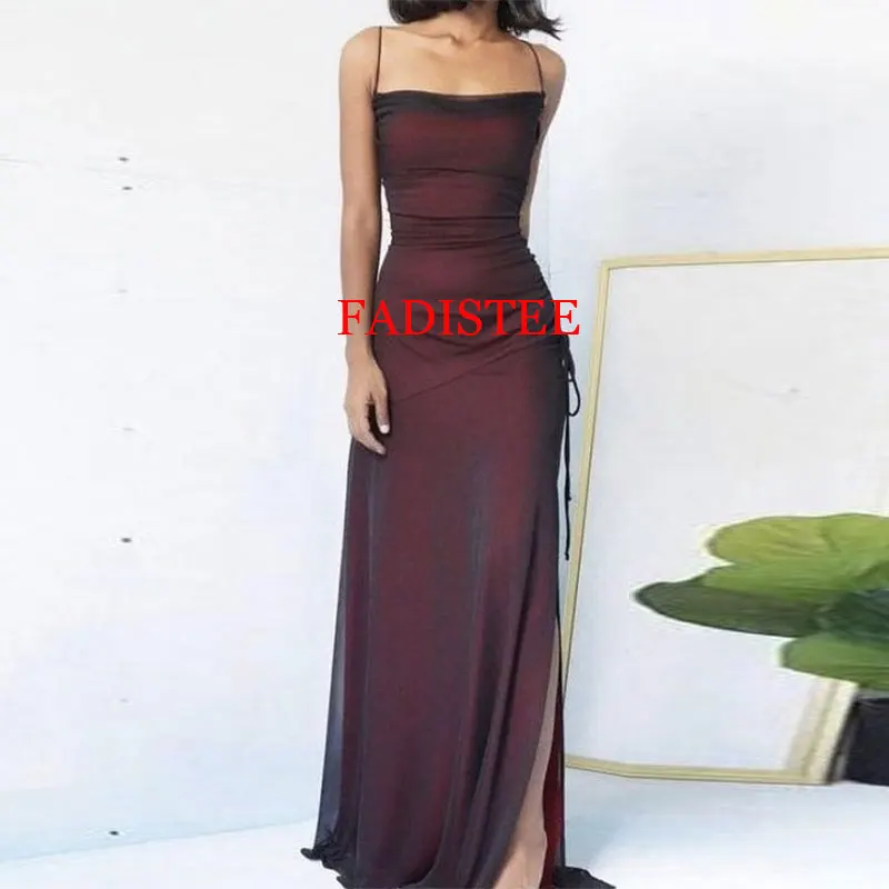 Sexy Mermaid Evening Dresses Spaghetti Straps Party Dress Side Slit Vestidos De Fiestas De Noche Para Mujer