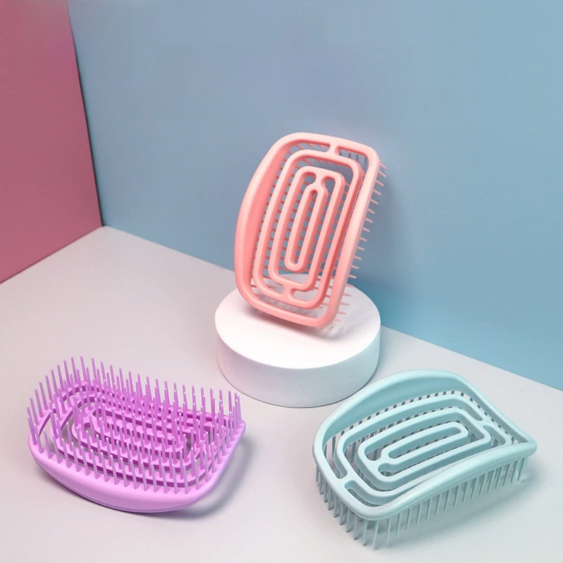 

Women's Hairbrush For Dry And Wet Hair Hollow Breathable Design Size Of Palm Detangling Brush Or Scalp Massage Comb In Handbag
