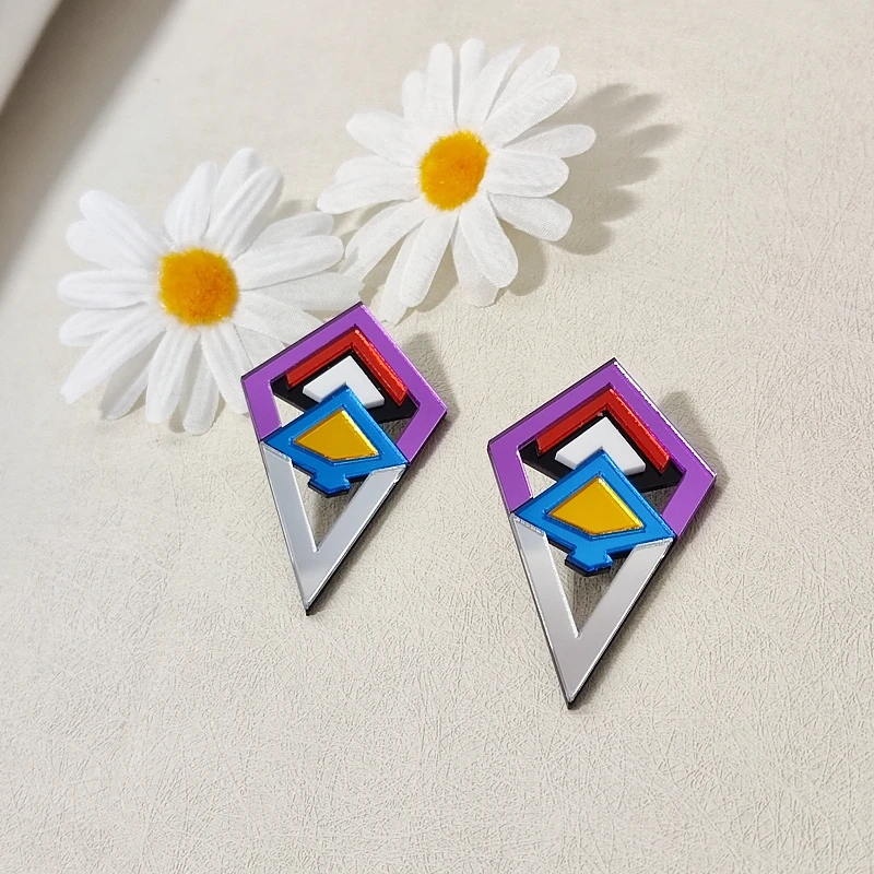 KUGUYS-pendientes de tuerca geométricos Vintage para mujer, joyería acrílica de espejo, accesorios de moda Retro Multicolor