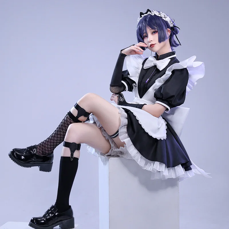 

COSLEE Genshin Impact Scaramouche Cosplay Costume Lolita Maid Dress Activity Party Role Play Clothing Uniform Halloween Carniva