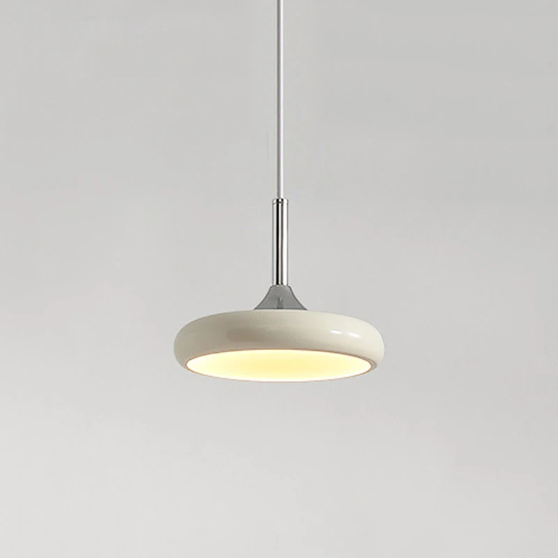 New Creative Cream Style Flying Saucer Shaped Pendant Light Modern And Simple White Restaurant Led Droplight Home Decoration