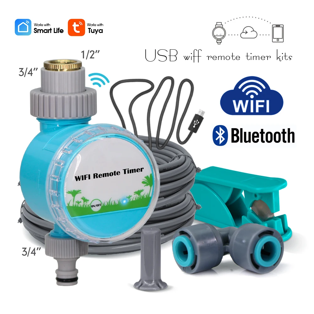 50-5M Garden Atomizing Nozzle Automatic Irrigation System for Outdoor Courtyard Plants Mists Tuya APP Timer Spray Watering Kit