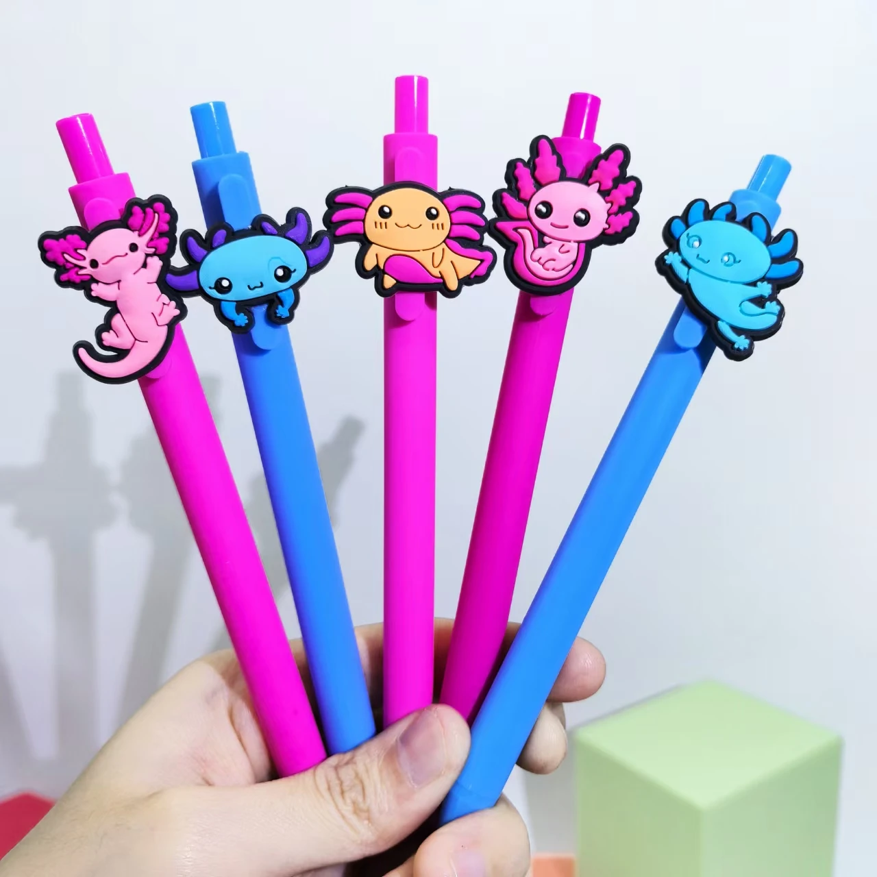 10 قطع قلم حبر جاف على شكل سلمندر، قلم كتابة سلمندر لطيف، قلم حبر جاف سلمندر، نمط عشوائي #3