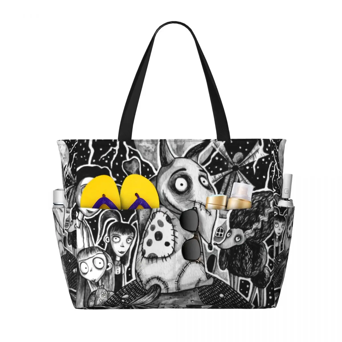 Custom Frankenweenie Sparky Dog Tote Bag Women Large Capacity Beach Gym Travel Bags