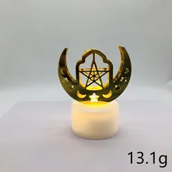 2024 Eid Mubarak Candle Lamp Creative Night Light Lantern Candle Holder Eid Mubarak Islamic Muslim Party Decor Decorative Lamp