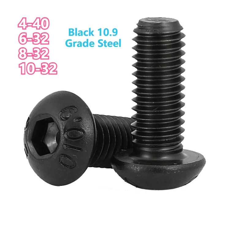 UNC4 # -40 6 # -32 8 # -32 10 # -32 ラウンドブラック 10.9 グレード鋼六角ネジ六角ネジキャップソケットボタンヘッドアレン家具ボルト