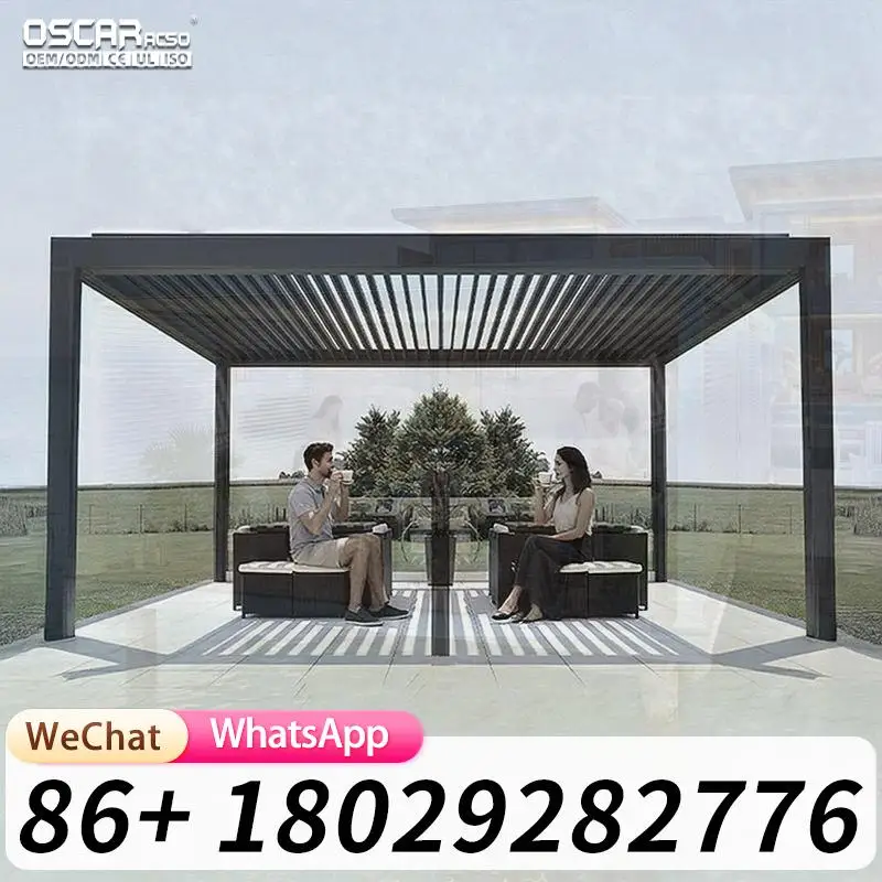 Premium Patio Automatic Exterior Stylish Weatherproof Outdoor Aluminum Retractable Canopy Cover Motorized Pergola Garden Backyar