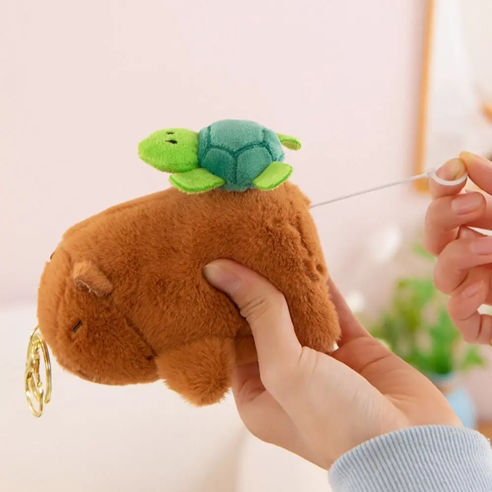 Lovely Stretchable Capybara Keychain With turtle Cartoon Couple Keychains Animal Kawaii Capybara Doll Hanging Accessory