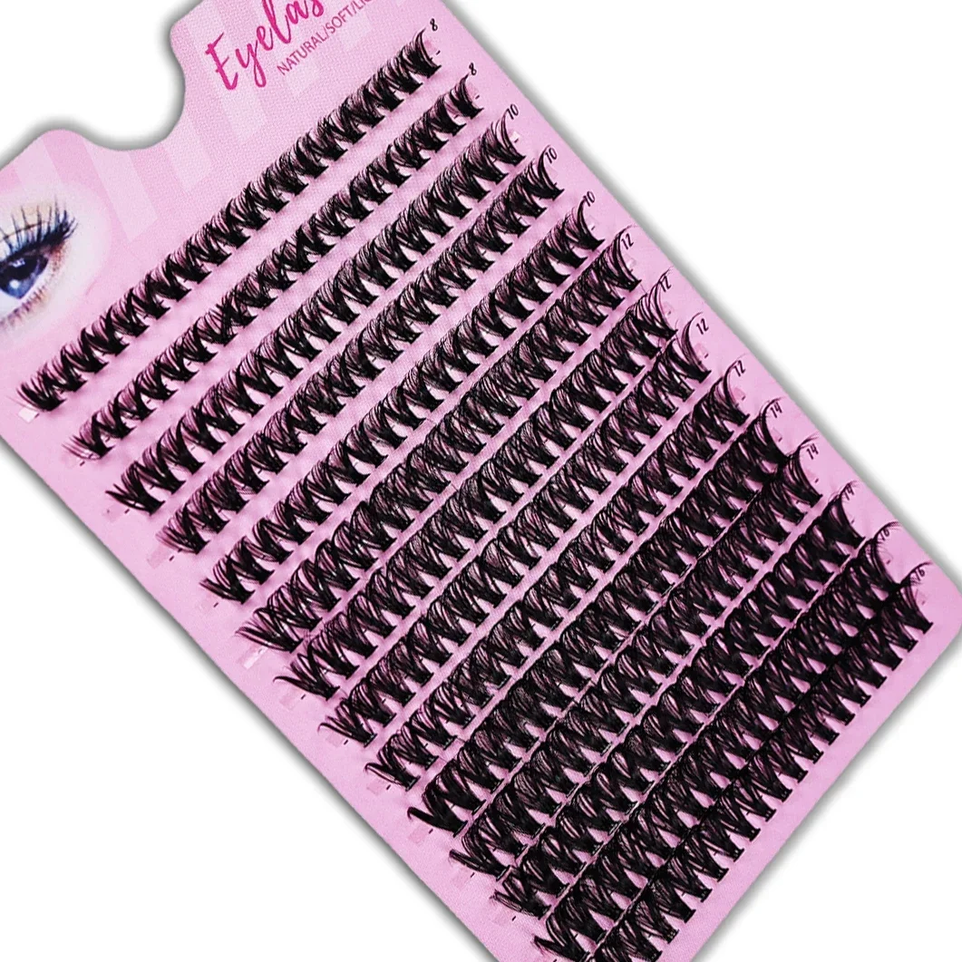 DIY False Eyelash Set with 280pcs Individual Lash Clusters and Eyelash Adhesive and Sealant and Eyelash Brushes