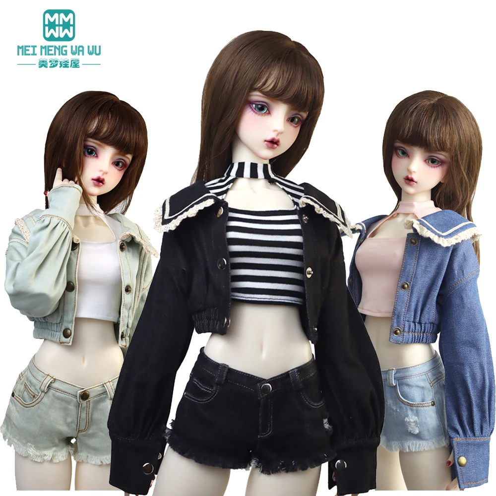 

Новинка 1/3 1/4 Одежда для кукол BJD SD DD игрушка шарнирная кукла модная с высокой посадкой куртка с короткими джинсами подарок для девочек