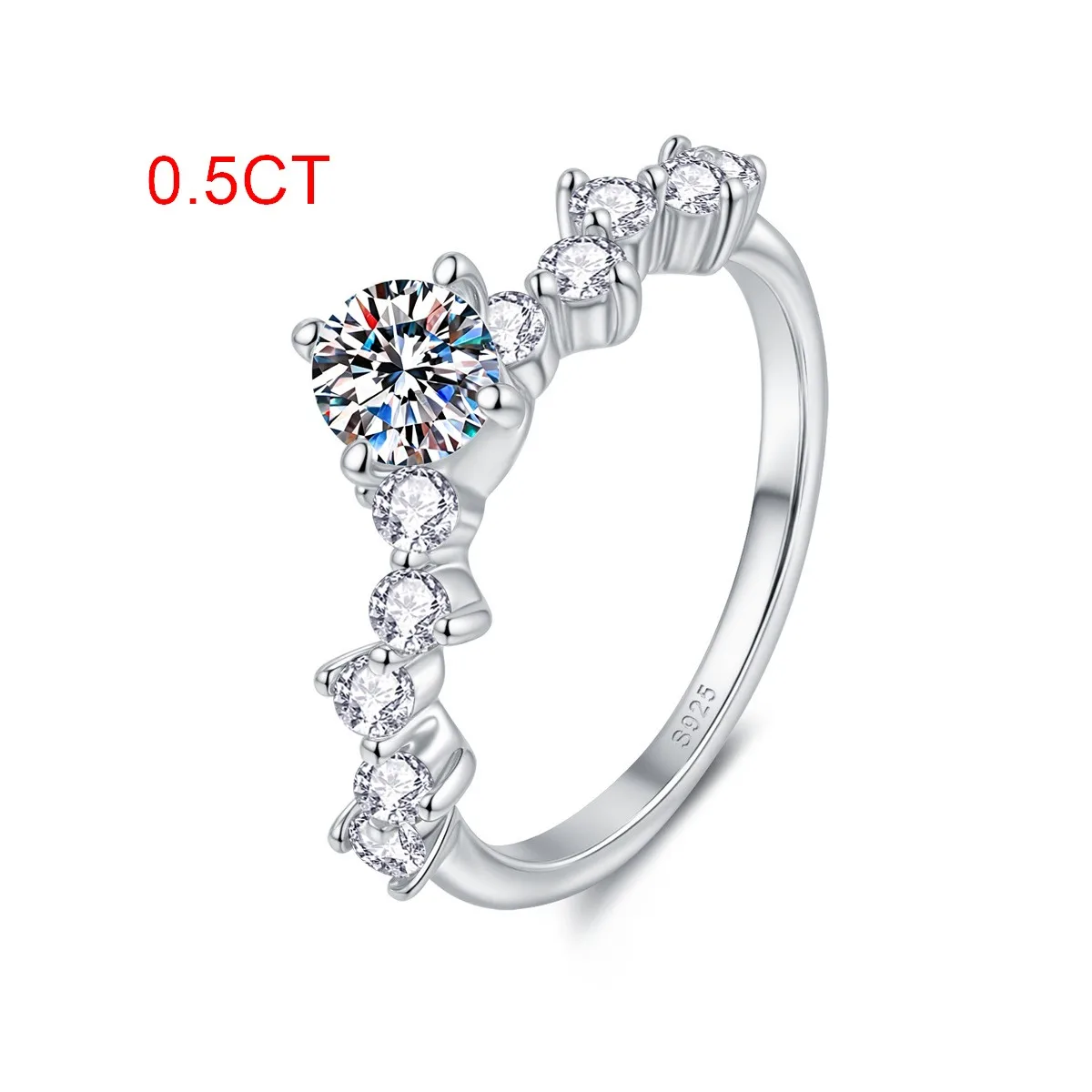 

VENTFILLE 100% 925 Sterling Silver 0.5CT D Color Moissanite Ring Lab Diamond For Women Girls Simple Engagement Jewelry Wholesale