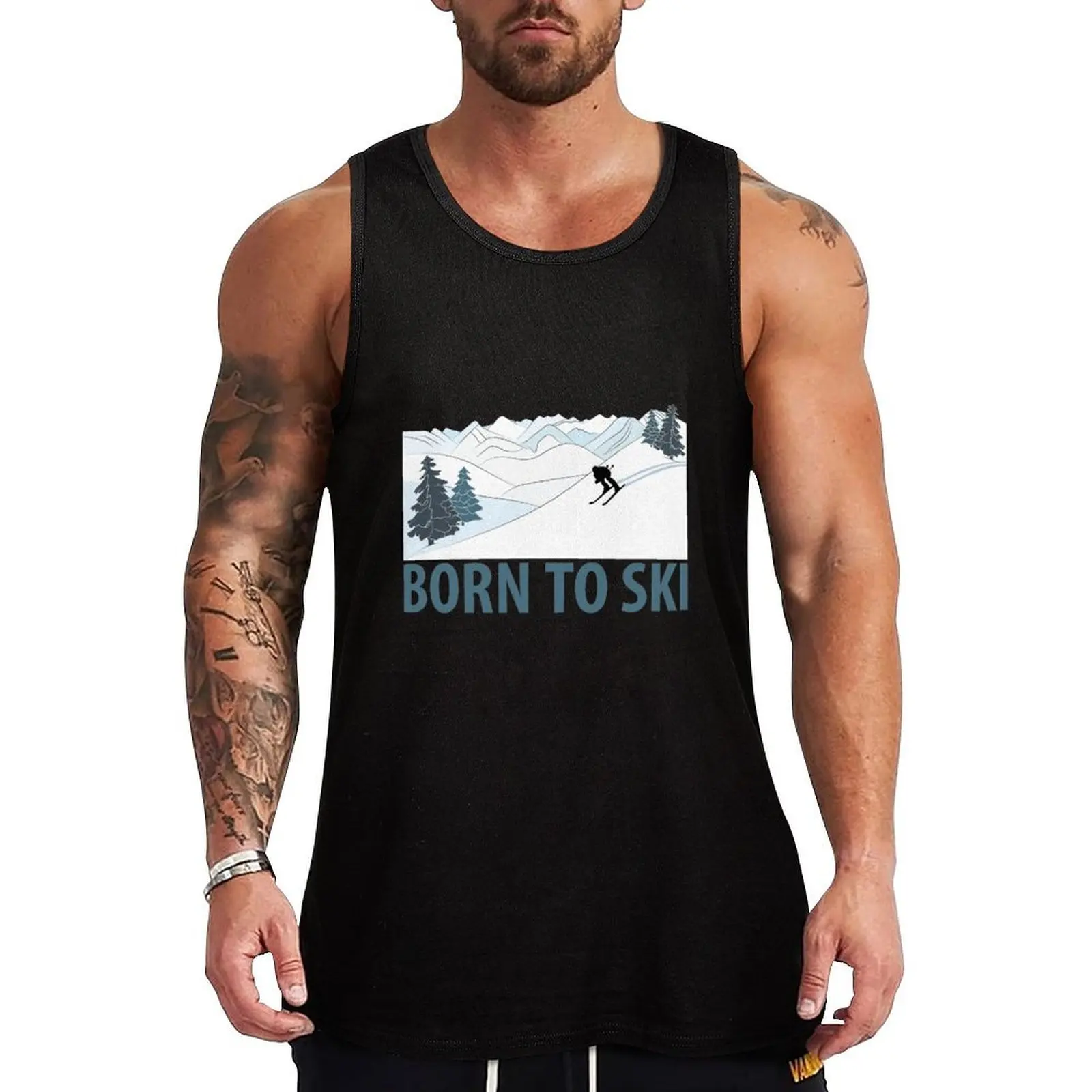 

Born to Ski Winter Sports Tank Top Undershirt Tank Top Cotton Basic Sleeveless Shirt