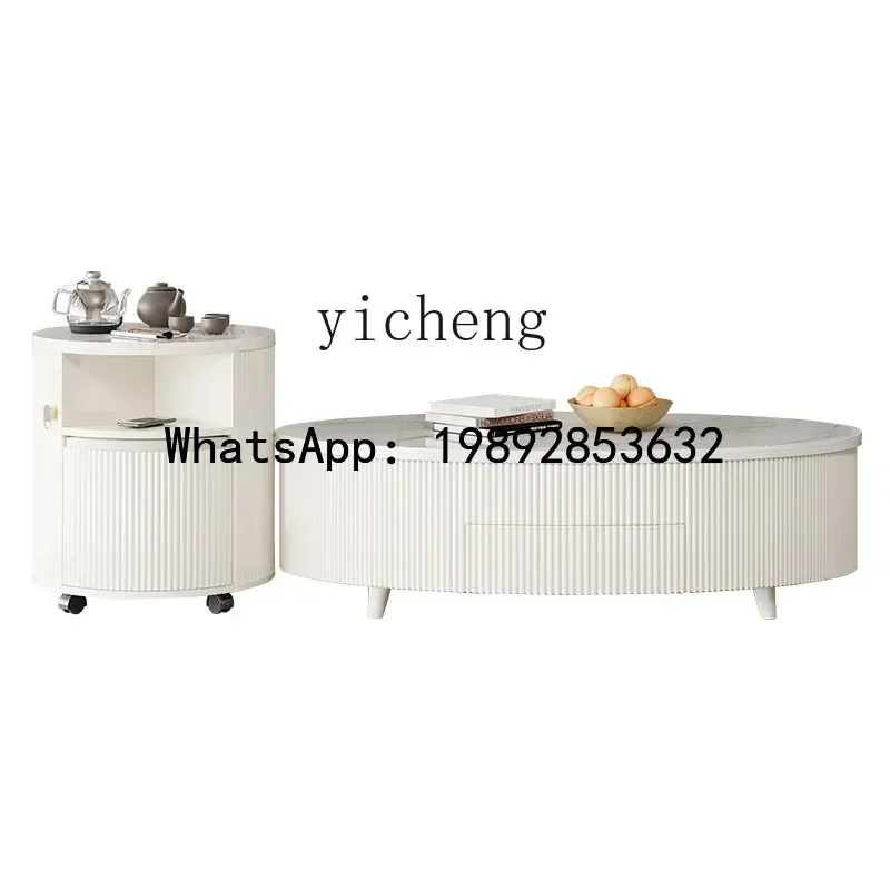 rock slab coffee table light luxury modern living room home kung fu tea table solid wood multi-layer board