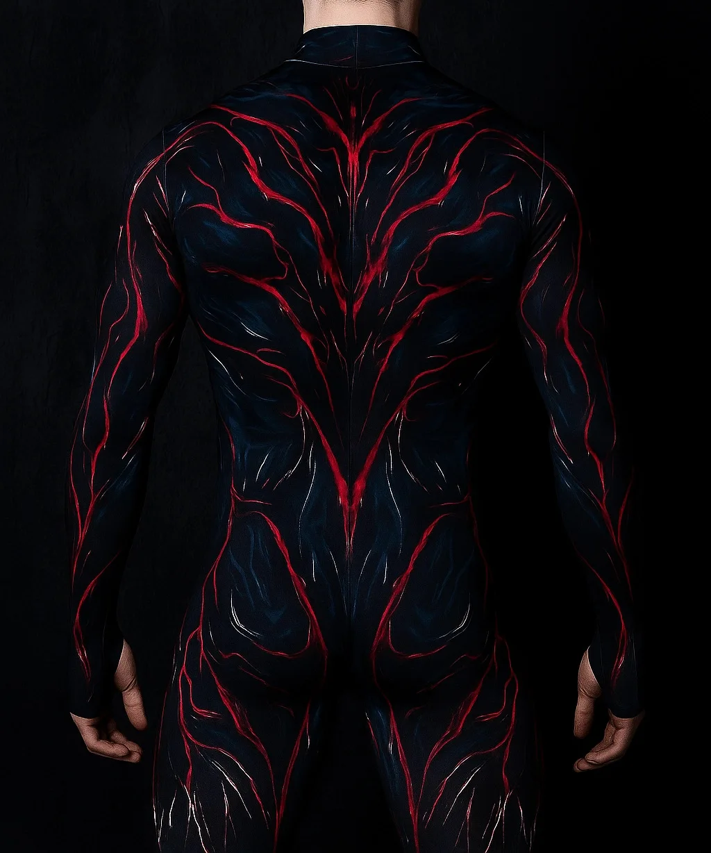 Herren Punk Muskel-Jumpsuit Rüstung Coole Bedruckte Cosplay-Kostüm Halloween-Aufführung Zentai-Anzug Karneval Bühnenoutfit 2026 – Detail 3
