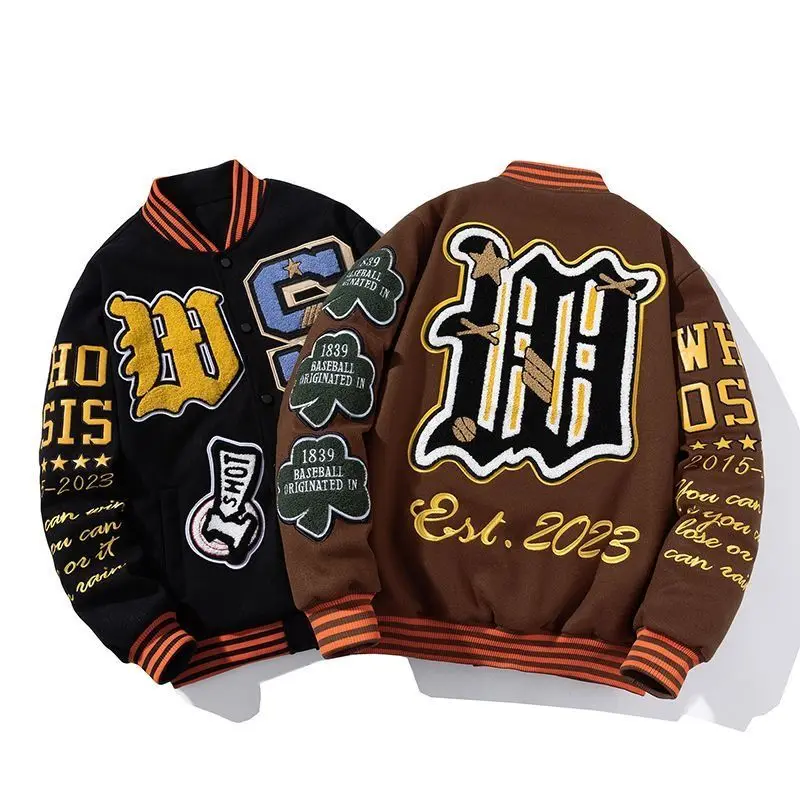 

Embroidered Baseball Uniform for Men Spring Autumn Bomber Jackets Vintage Varsity Jackets Women Outerwears Fashion Men Clothing