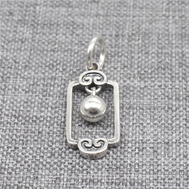 1 Piece Double Sided Lantern Charm in 925 Sterling Silver with Ball Drops for Bracelet and Necklace Making