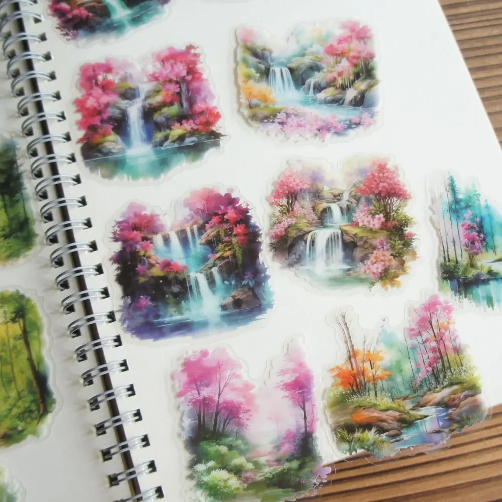 

28pcs Spring Summer Autumn and Winter Forest Stream Style PVC Sticker Scrapbooking DIY Gift Packing Label Decoration Tag