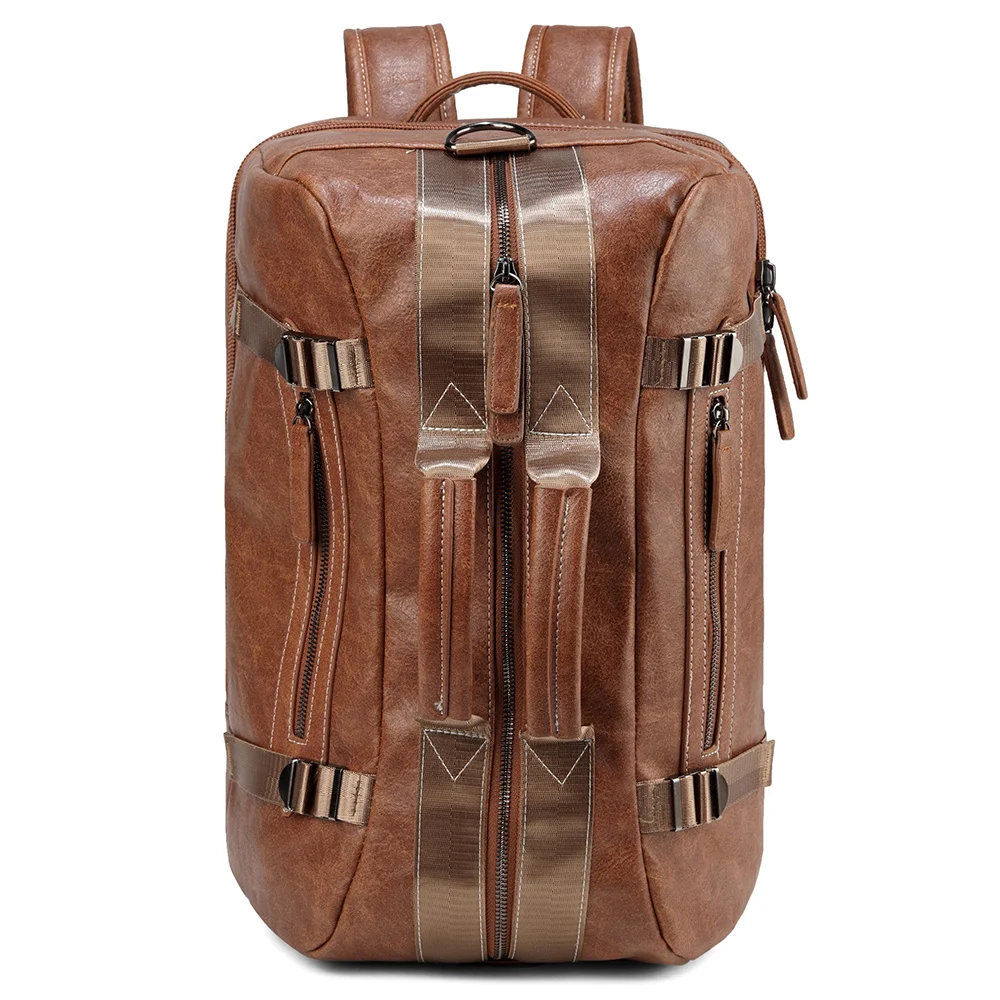 PU Travel Bag Large Luggage Bags For 15 Inch Shoulder Bag Brown Backpack Men Handbags Duffle Bag Weekend Bag Camping Shoe