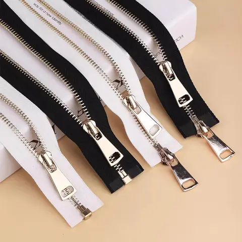 1/2 Peças 70cm 5 #   Zíper de Metal Aberto com Dentes Dourados Claros para Jaquetas e Bolsas, Kit de Reparo de Zíperes, Acessórios DIY
