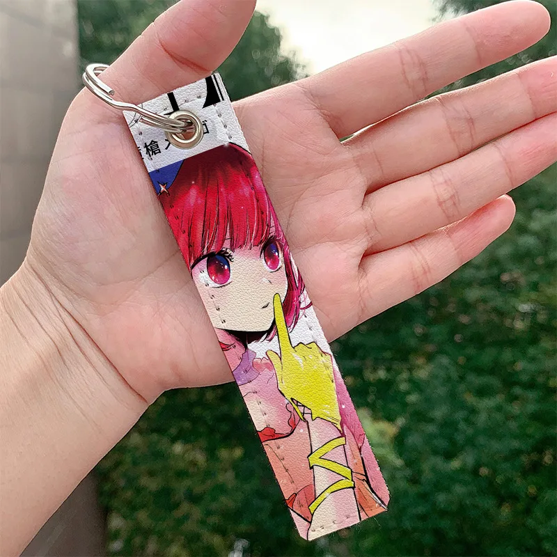 New Anime OSHI NO KO Leather Keychain Kawaii Hoshino Ai oshino Akuamarin Pendant Keyrings Hanging Holder Wallet Trinket Hanging