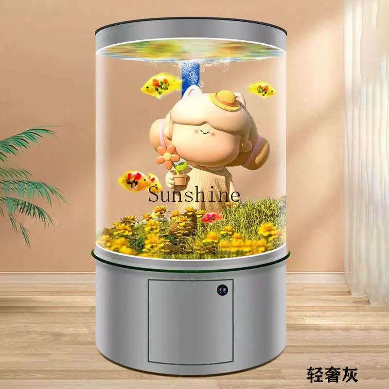 Household floor-to-ceiling vertical drum glass intelligent ecological water-free box