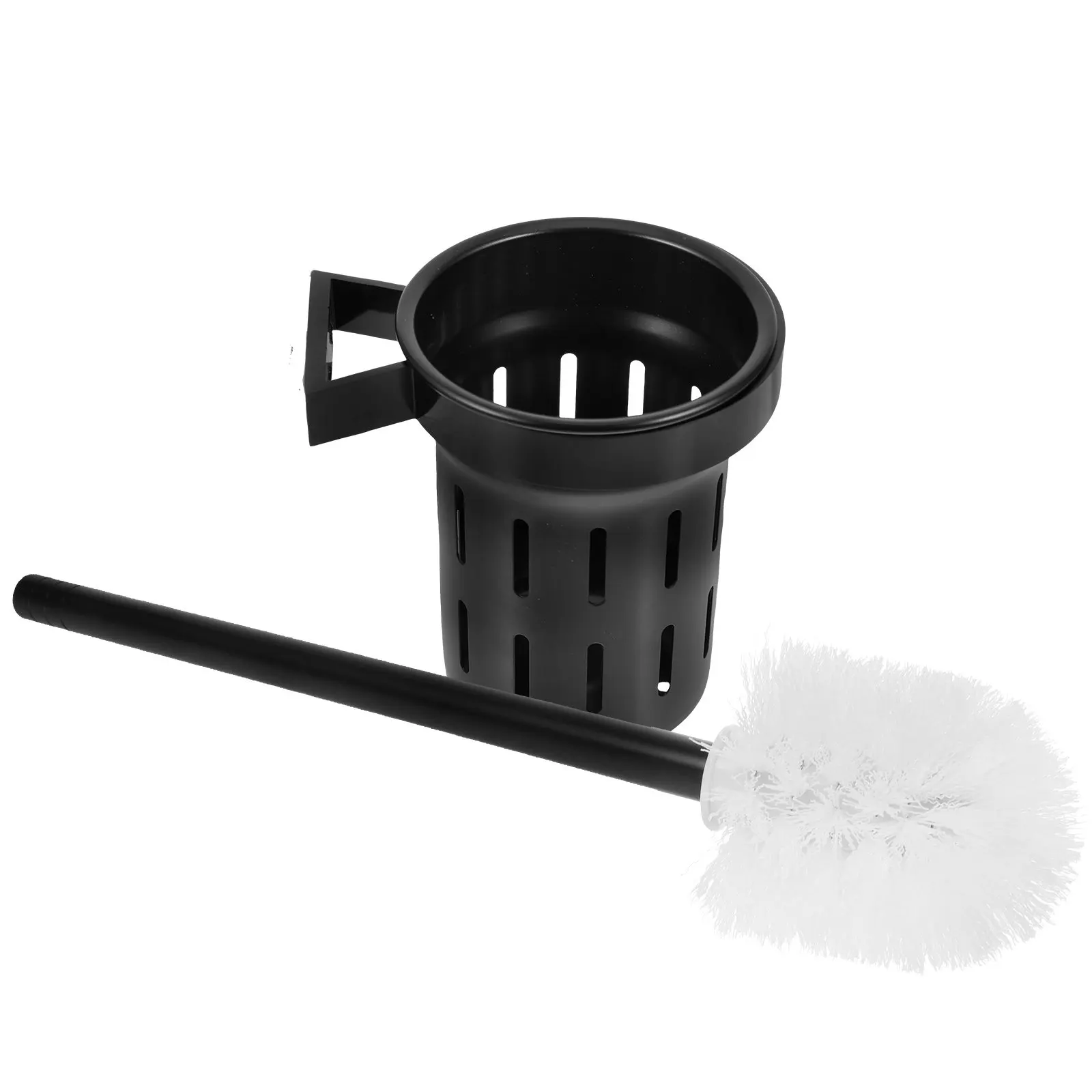 

1Set Toilet Bowl Brush and Holder Wall Mount Design Extra Long Handle Tough Bristles Effective Stain Removal Comfort Grip