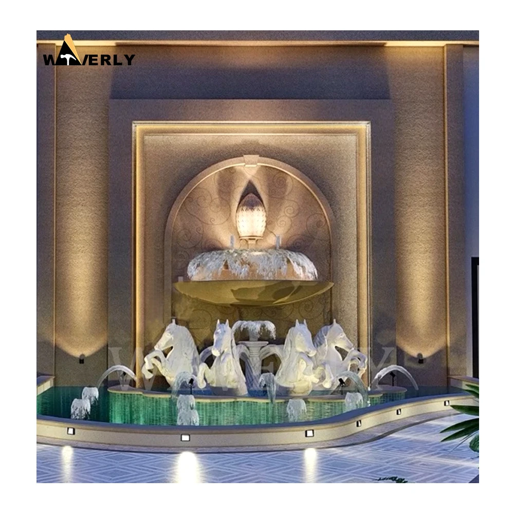 Fuente de agua de pared de mármol natural de lujo (Fuente De Agua Pared) - Diseño personalizado para decoración de villa de alta gama