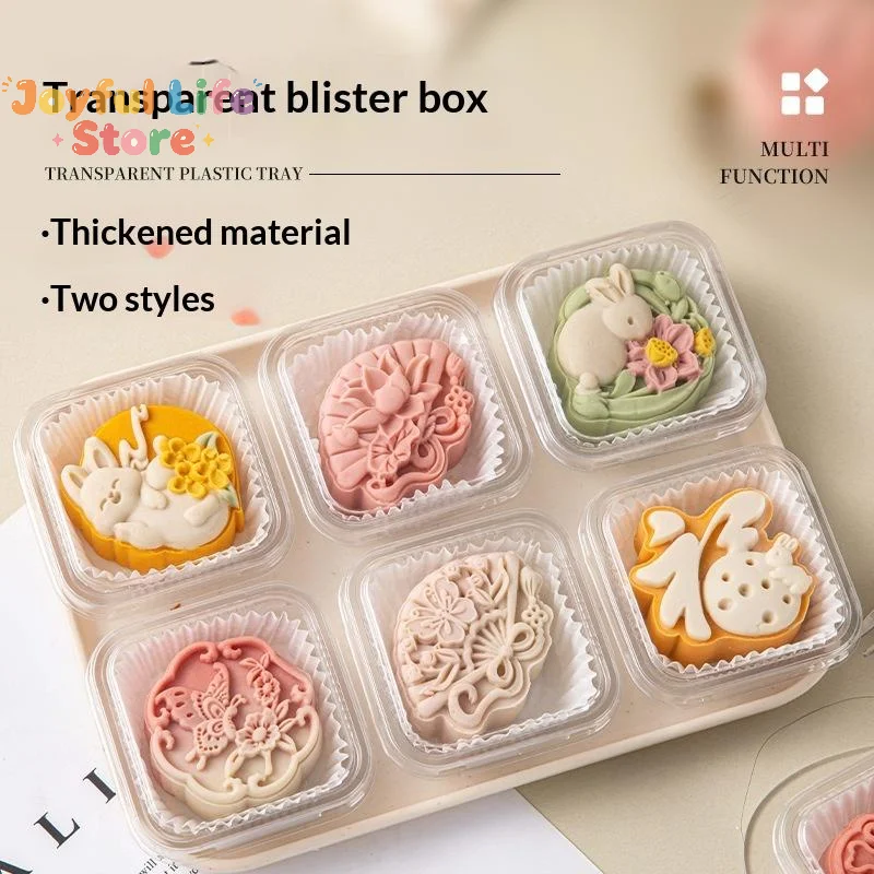 50 Pcs Transparent Plastic Mooncake Tray Thickened Sturdy Material For Mid Autumn Pastry Dessert Packaging