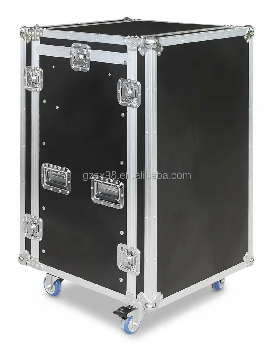 

Audio Amp Rack Case with 12U Top Mount Mixer Space, 16U Flight Case, 19 inch/482.6mm 9mm Fireproof Plywood for Sound System