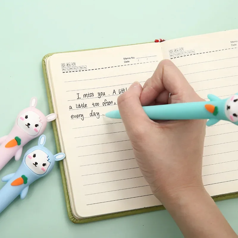 36PCS  Korean version silicone Rollerball pen rabbit radish soft silicone cartoon three-dimensional Rollerball pen