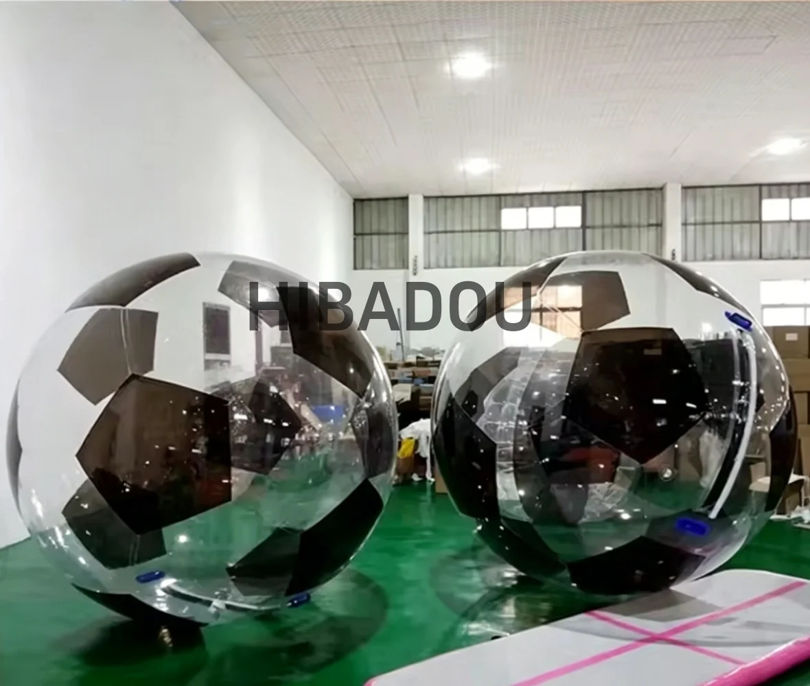 Transparent with Black Inflatable Water Walking Ball 2M TPU Football Human Hamster Ball for Pool Lake Beach Outdoor Water Game