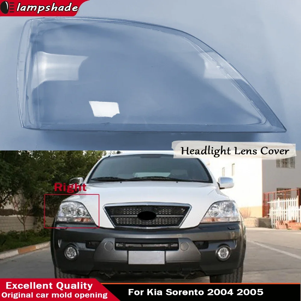 For Kia Sorento 2004 2005 Car Front Headlight Lens Cover Clear Car Light Glass Shell Plexiglass Replace Original Auto Gadgets