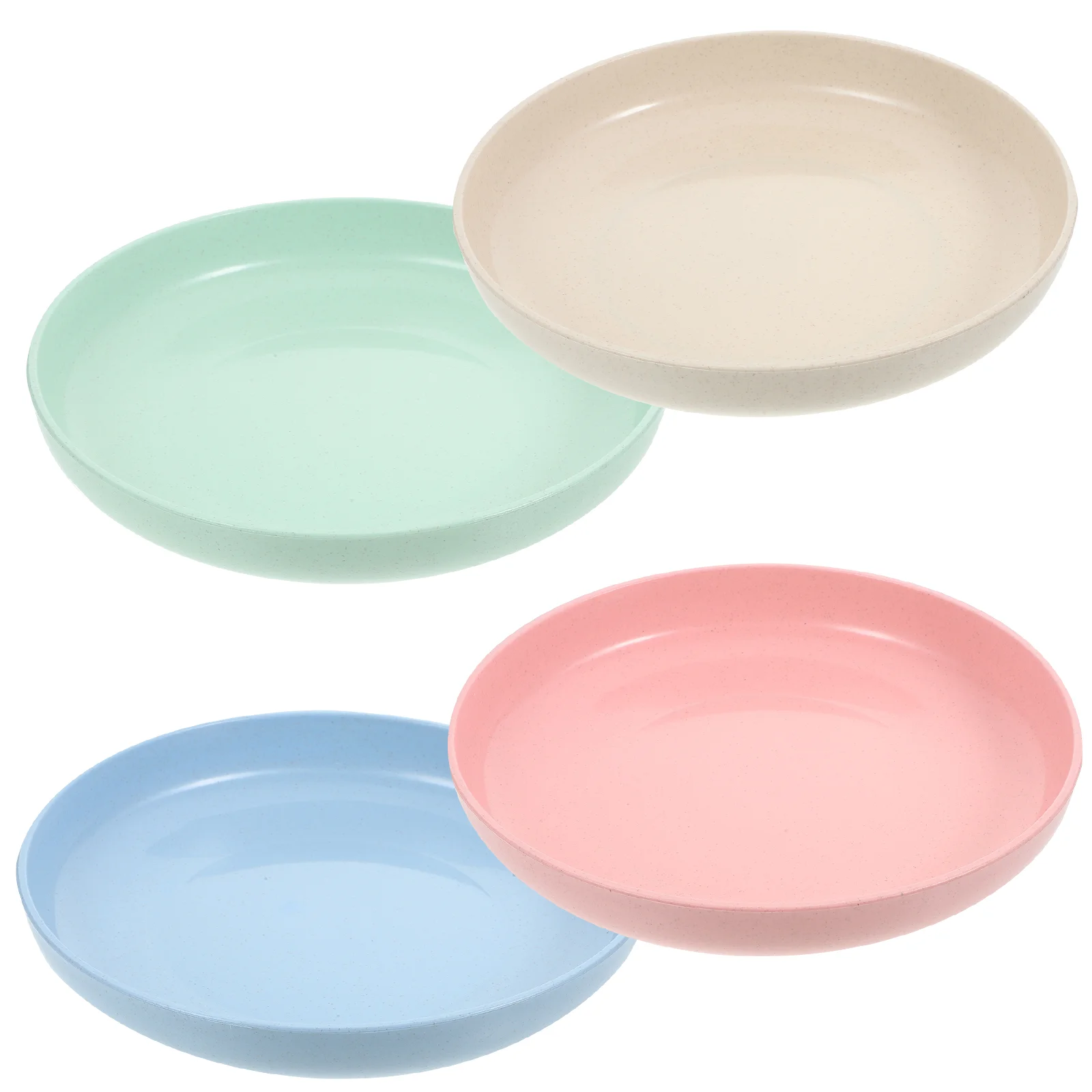 4 Pcs Straw Plate Easy to Clean Plates Daily Cooking Round Salad Unique Wheat Fiber Polypropylene (pp) Dish