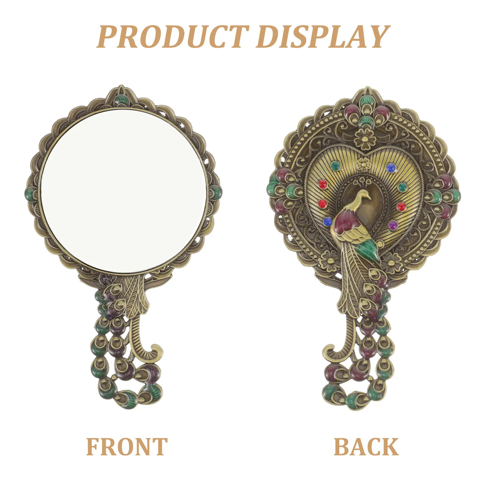 

1Set Handheld Metal Vintage Makeup Mirror Compact Lightweight Portable Mirror Comb Small Travel Set Hand Mirrors with Handle