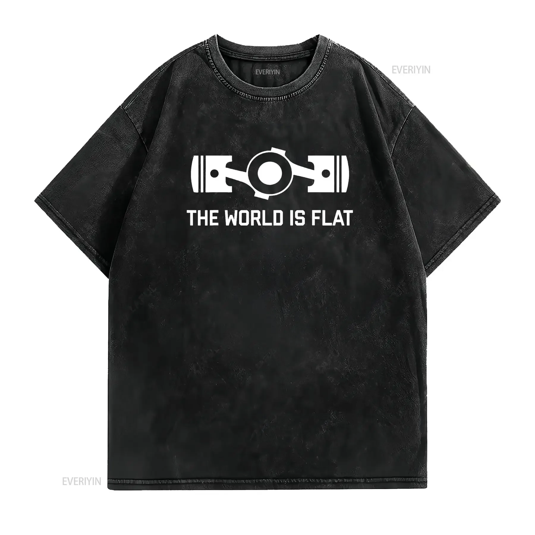 The World Is Flat Four Boxer Engine JDM Racecar T Shirt vintage Washed Versatile Stretched designer clothes homme Soft