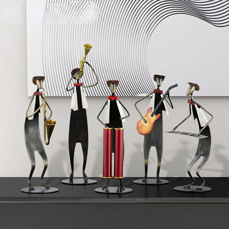 Iron Fashion Cowboy Band Ornament Abstract Rock Band Figurine Home Furnishings Modern Decor Gifts Office Desk Decoration Items