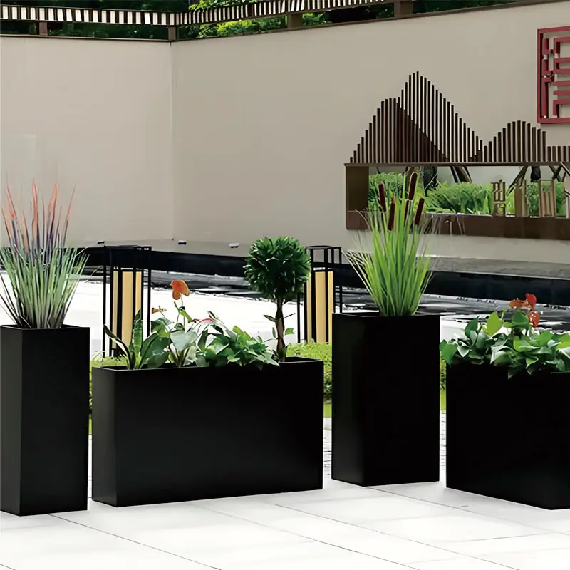 Customizable Stainless Steel Rectangular Planting Box For Commercial-level Landscape Decoration Flower Box.