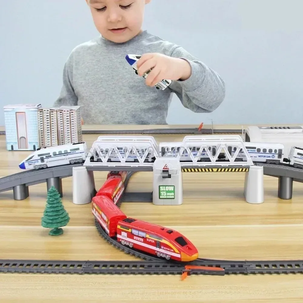 Modelo de trem elétrico de alta velocidade, trilho ferroviário, harmonia, trem, brinquedo, montar, conjunto diy, presente de natal, brinquedo infantil