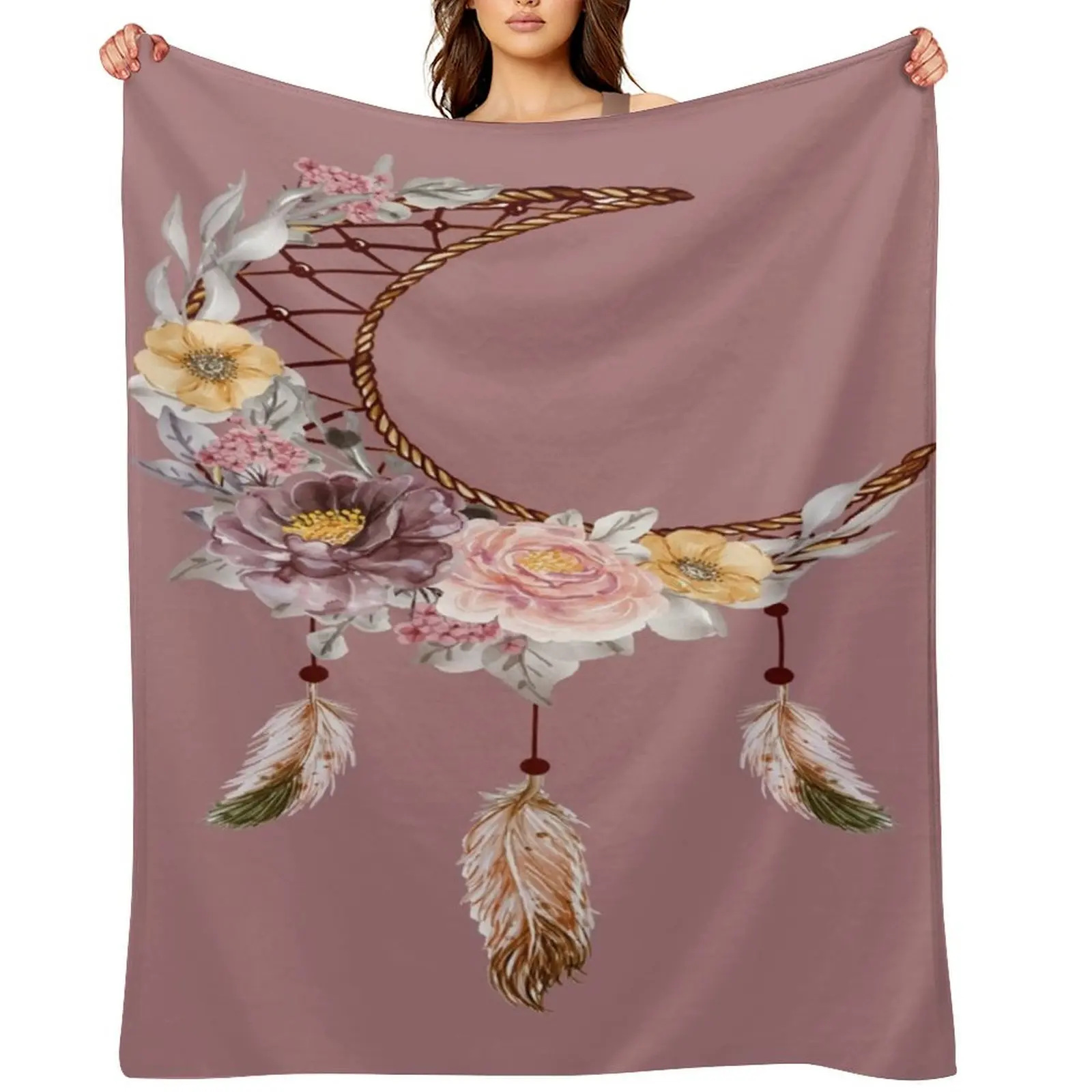 Moon dreamcatcher Throw Blanket Decorative Sofas Moving Single Quilt Blankets