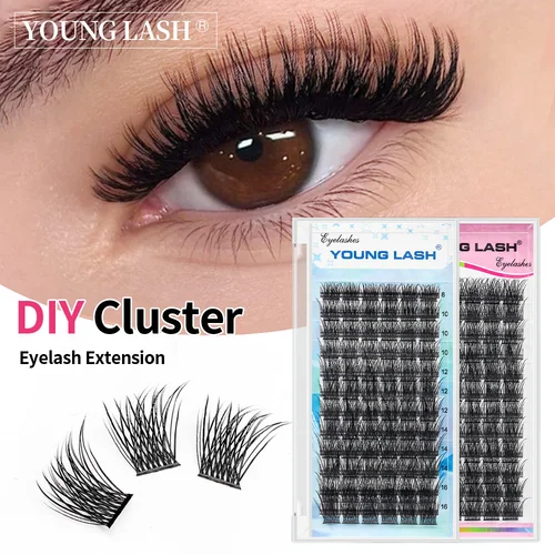 Imagen 1 del producto YOUNG LASH DIY extensión de pestañas volumen esponjoso grupos individuales pestañas 72 volumen pestañas naturales DIY en casa